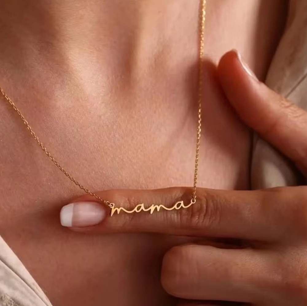 ​Gold Mama Script Necklace Stainless Steel Mother’s Day Gift Dainty Jewelry
